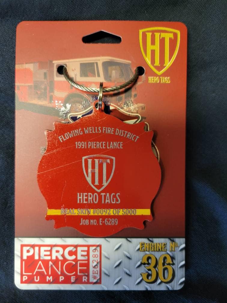 Hero tags real skin from a real fire truck "RED steel with decal" Tag