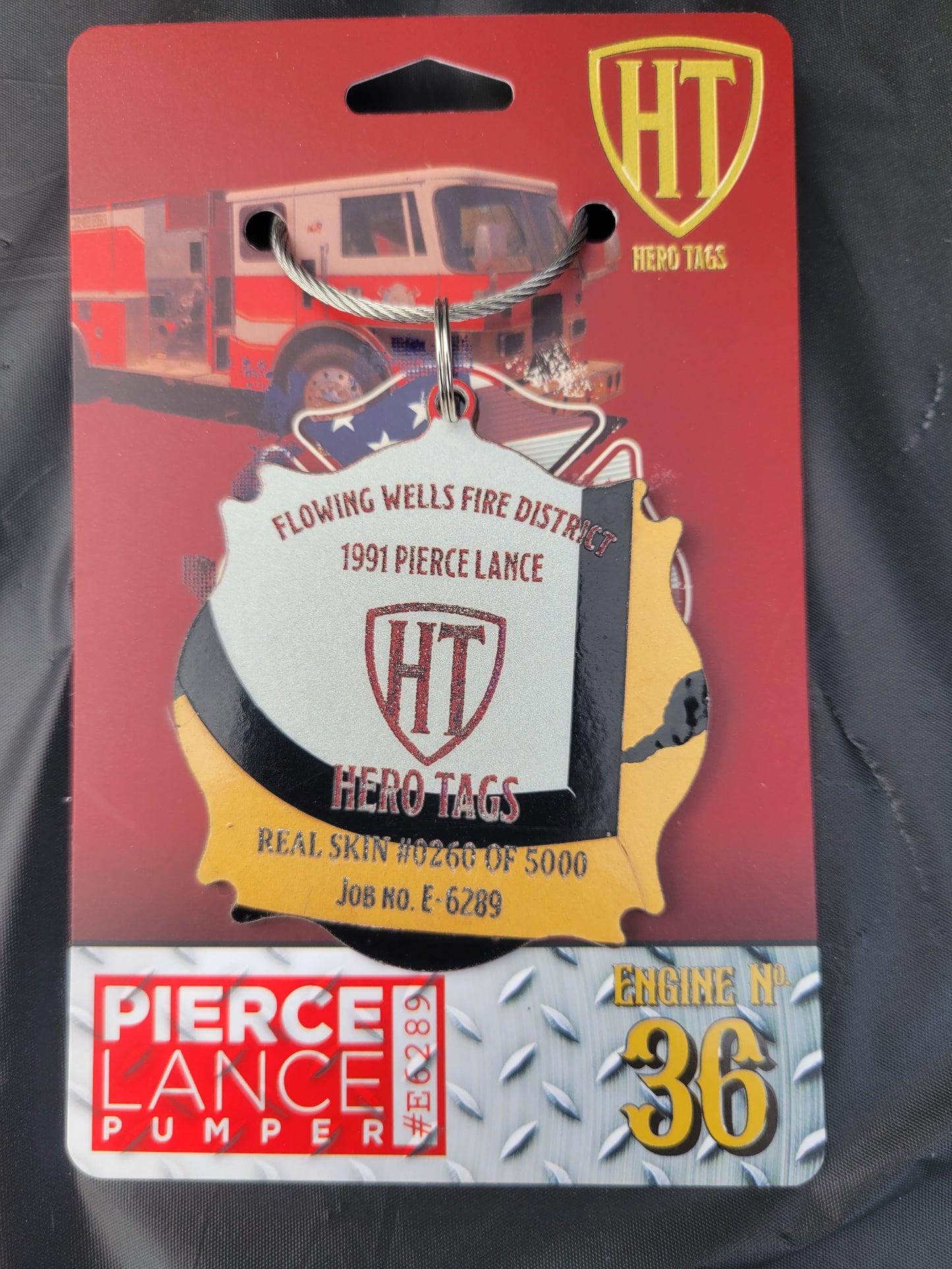 Hero tags real skin from a real fire truck "RED steel with decal" Tag