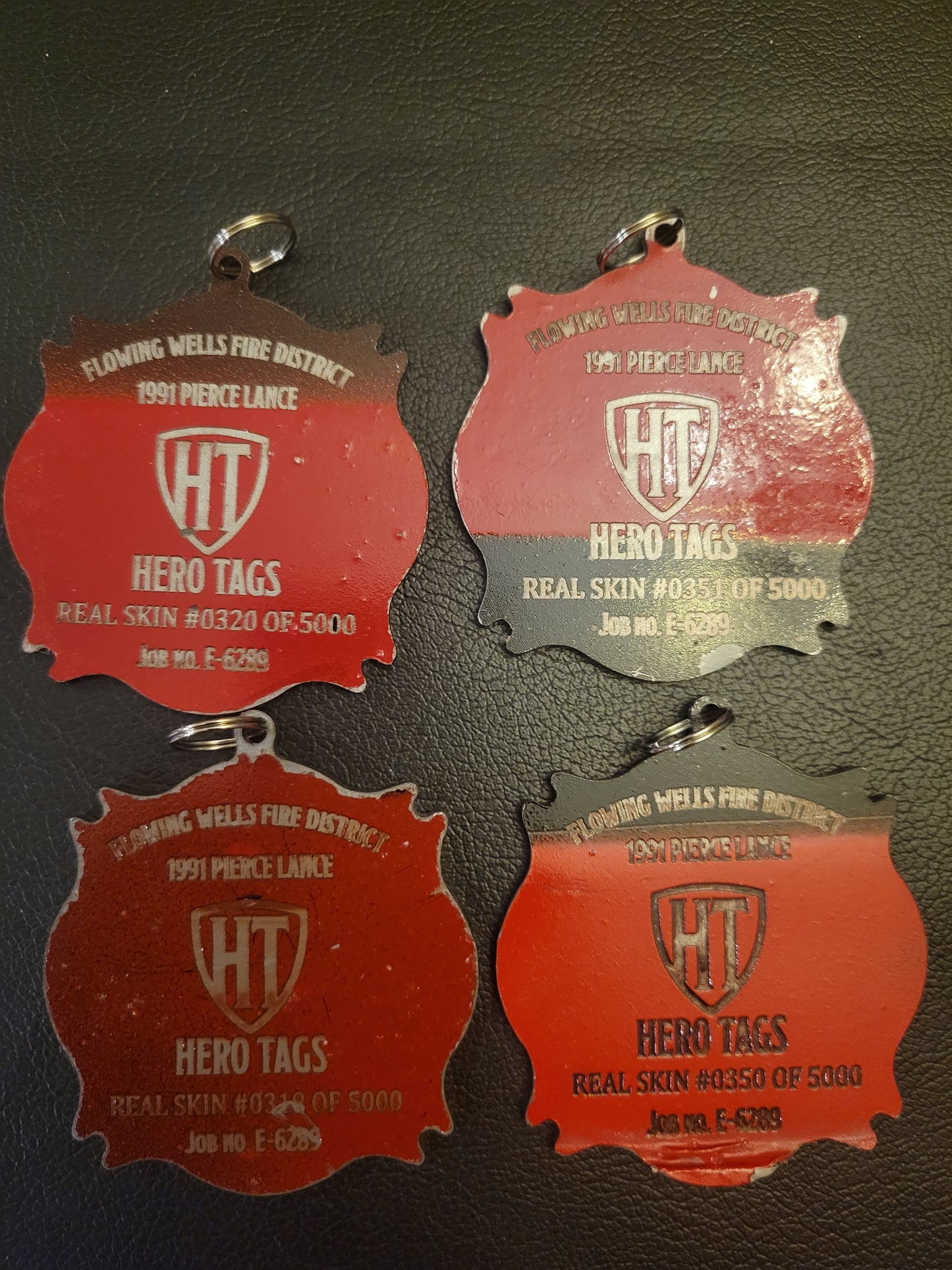 Hero tags real skin from a real fire truck "Black and Red steel" Tag