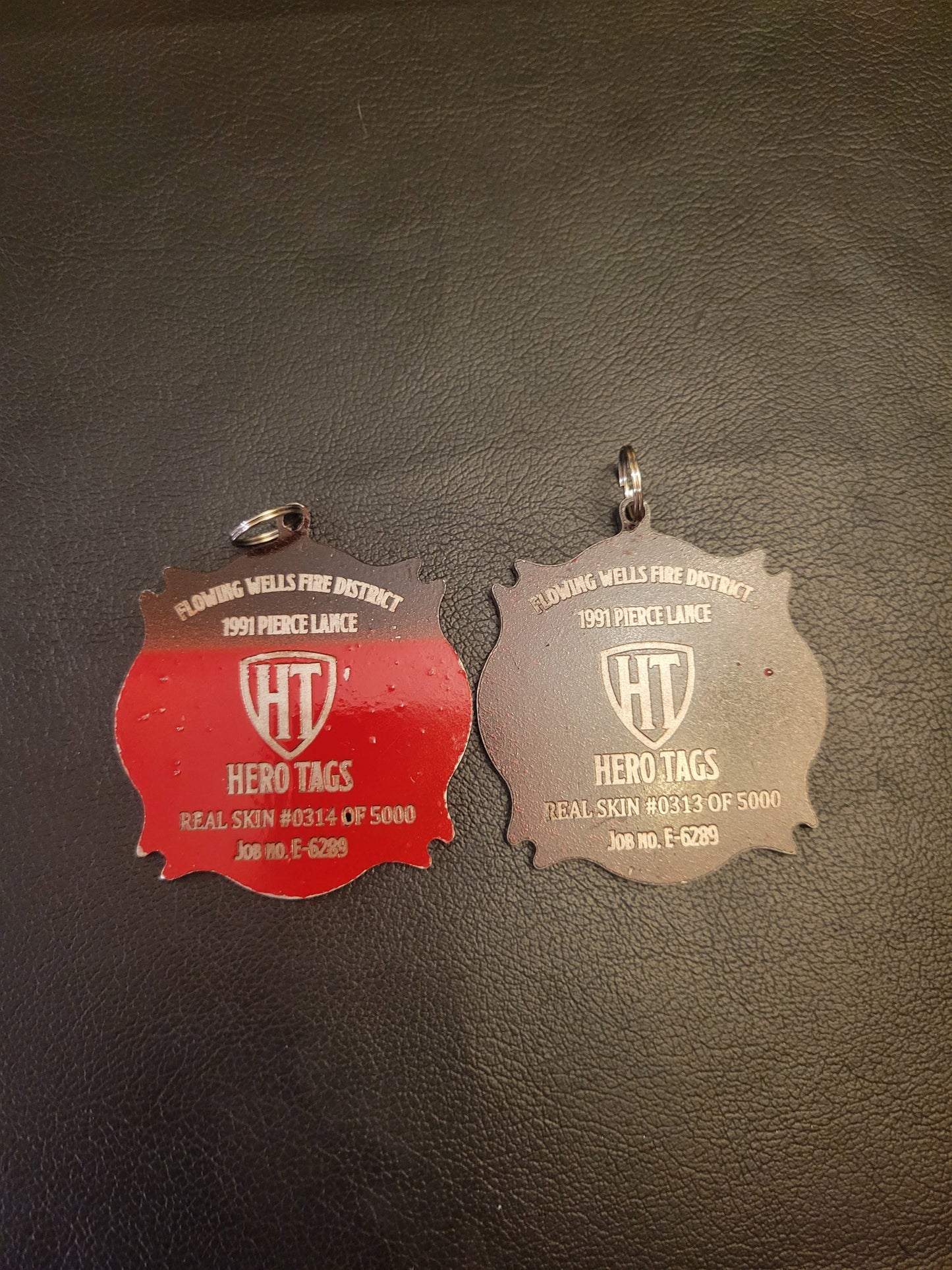 Hero tags real skin from a real fire truck "Black and Red steel" Tag