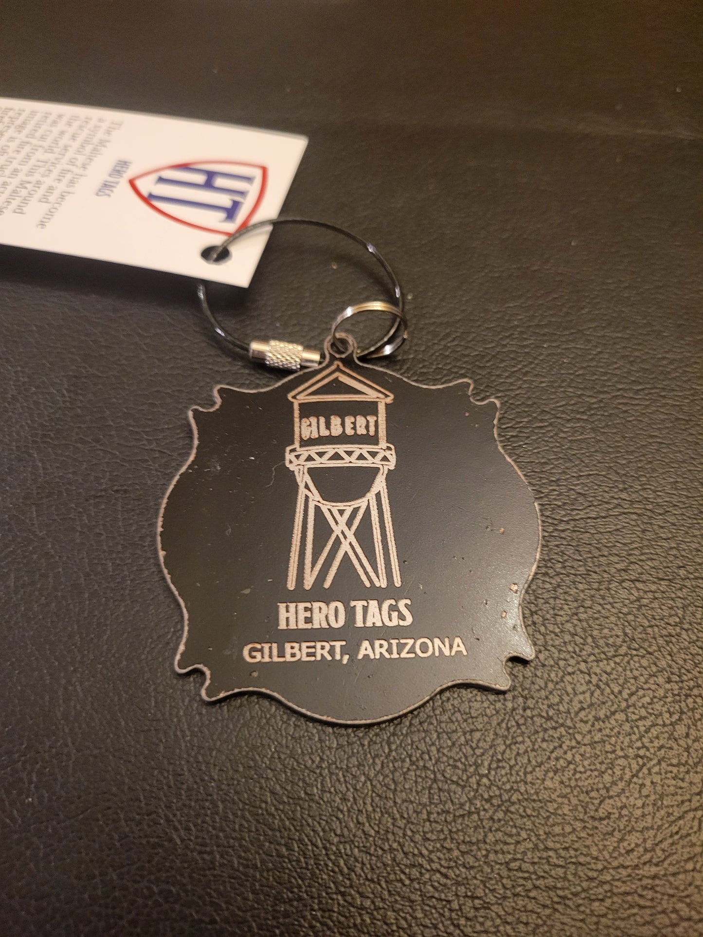 Hero tags "Gilbert water tower" real skin from a real fire truck "Steel" Tag