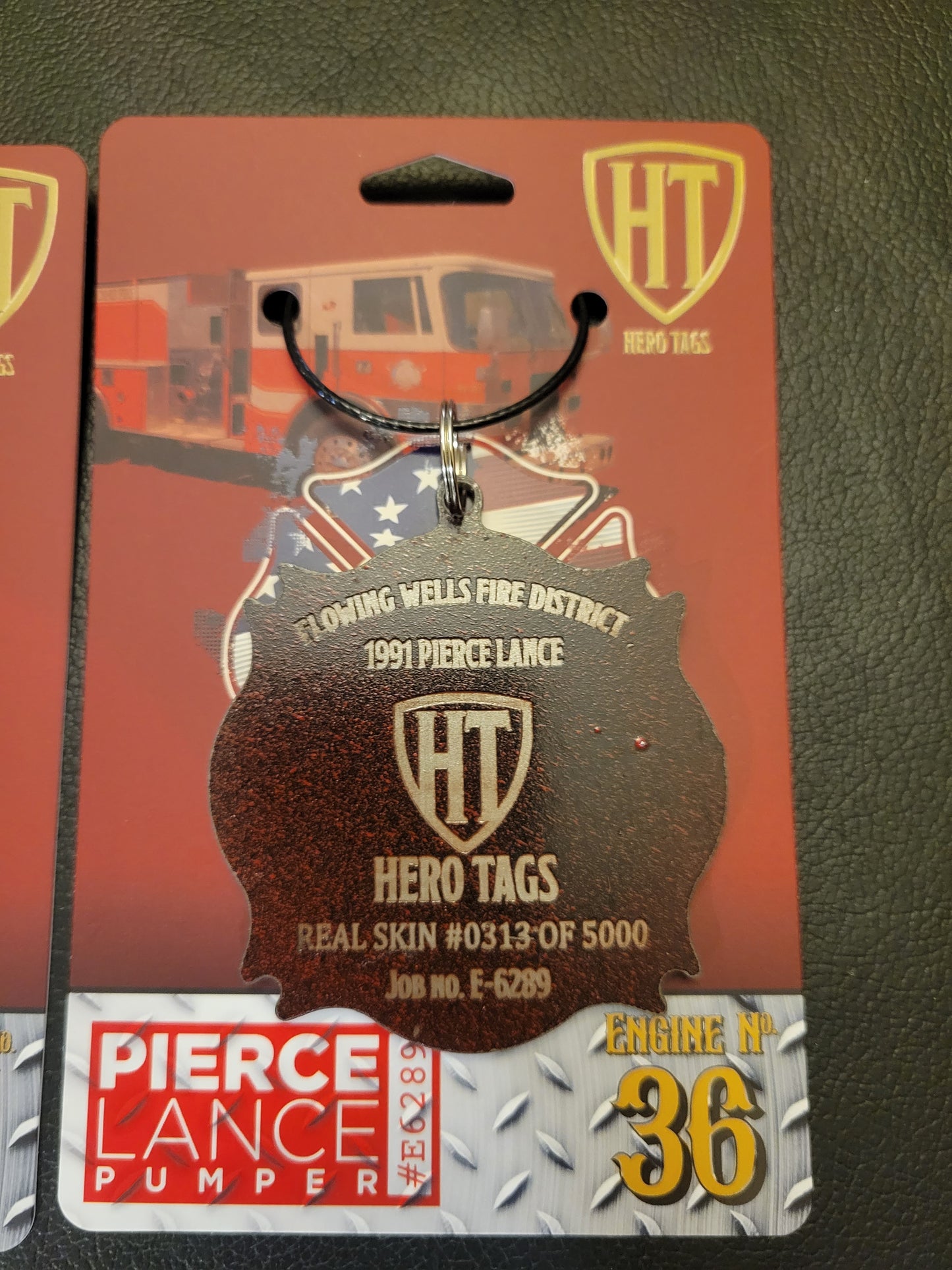 Hero tags real skin from a real fire truck "Black and Red steel" Tag