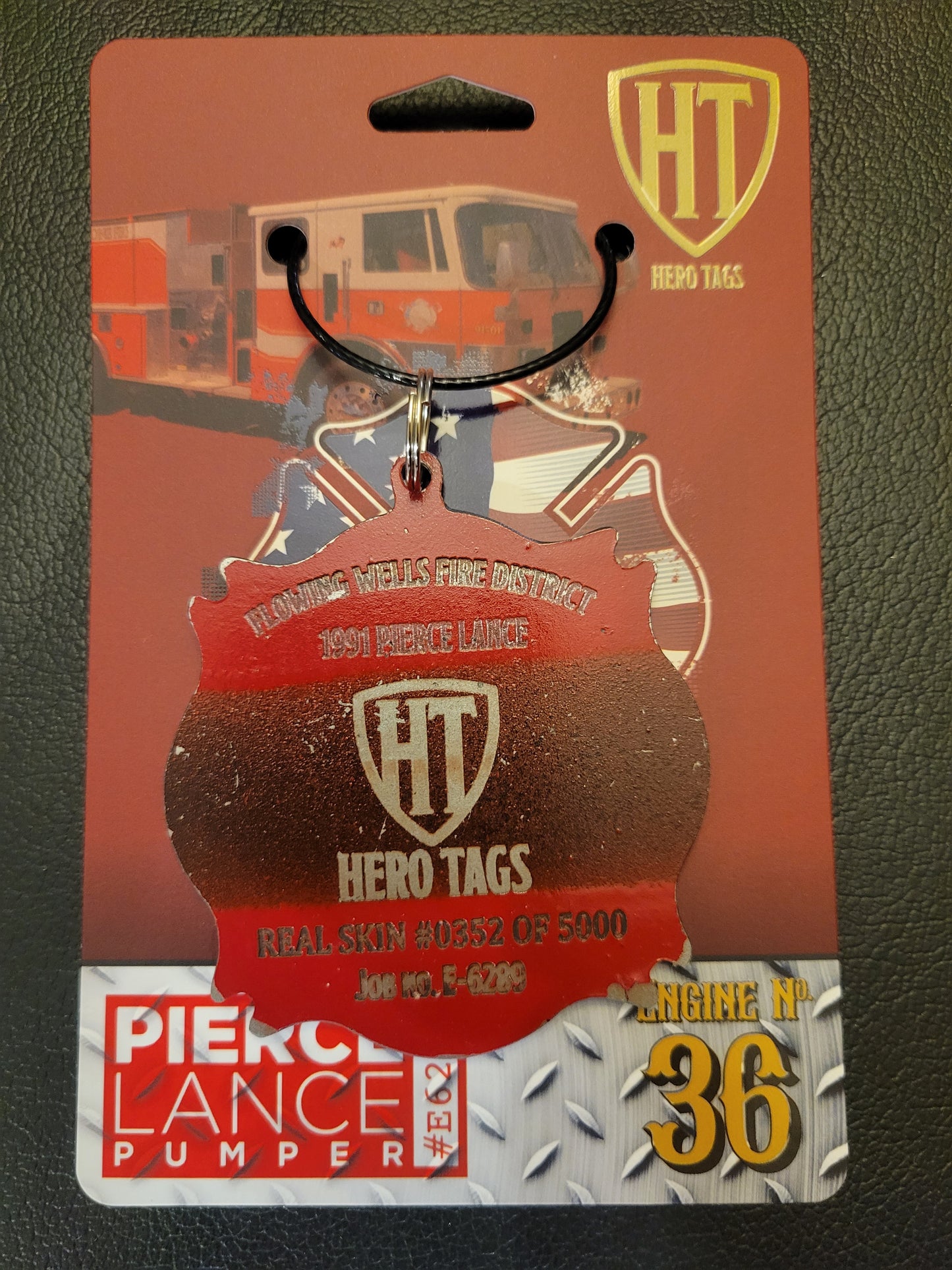 Hero tags real skin from a real fire truck "Black and Red steel" Tag